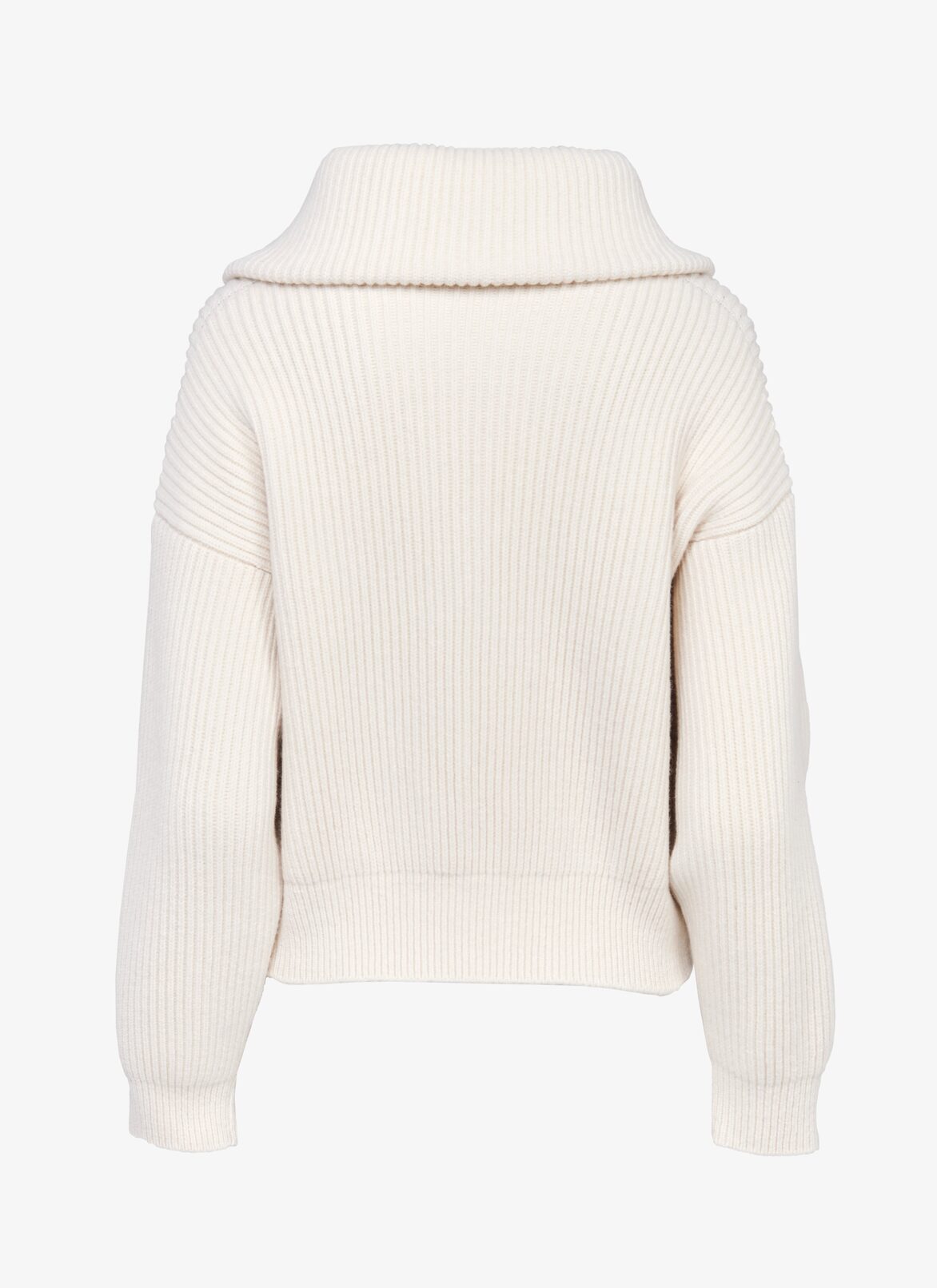Zip-up rib knit sweater
 ALAÏA IVORY ZIP-UP RIB KNIT SWEATER